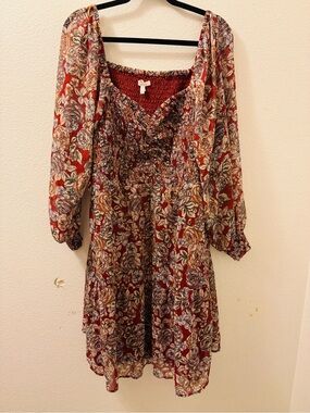 Maurices Floral Smocked Long Sleeve Dress